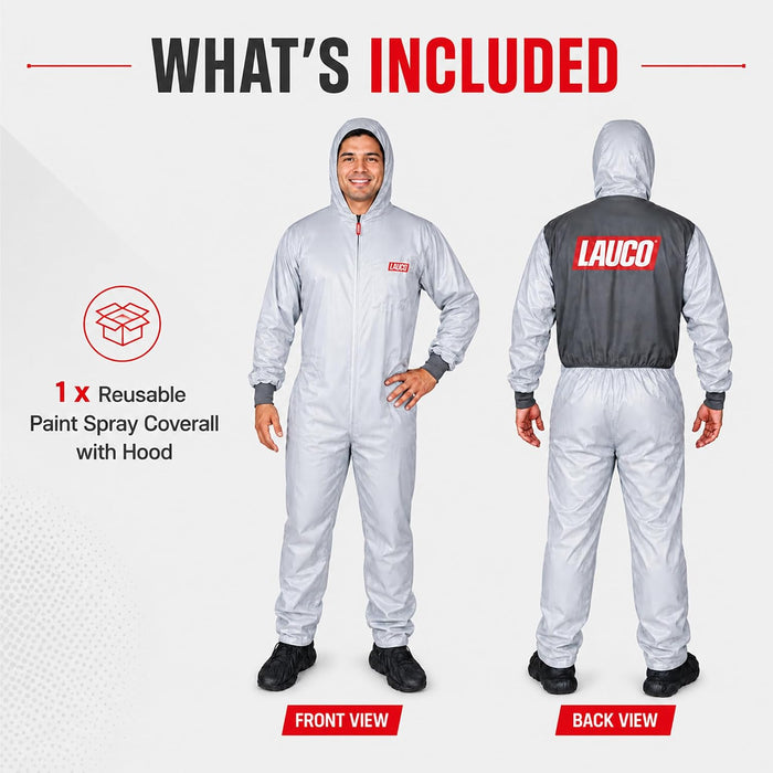 Reusable Paint Suit Spray Coverall with Hood, Medium, Anti-Static Silicone-Free Protective Suit, 98% Polyester 2% Carbon Fiber