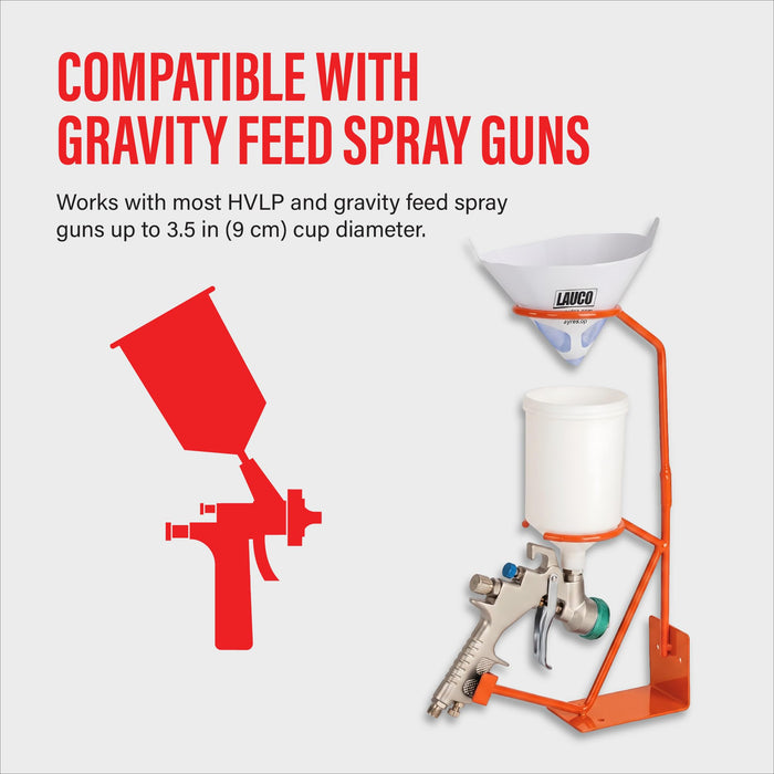 LAUCO Spray Paint Gun Holder, Gravity Spray Gun Holder Stand with Strainer Holder, Paint Gun Stand for Wall or Bench Mount, HVLP, Red (Without 250 Strainers, 2)