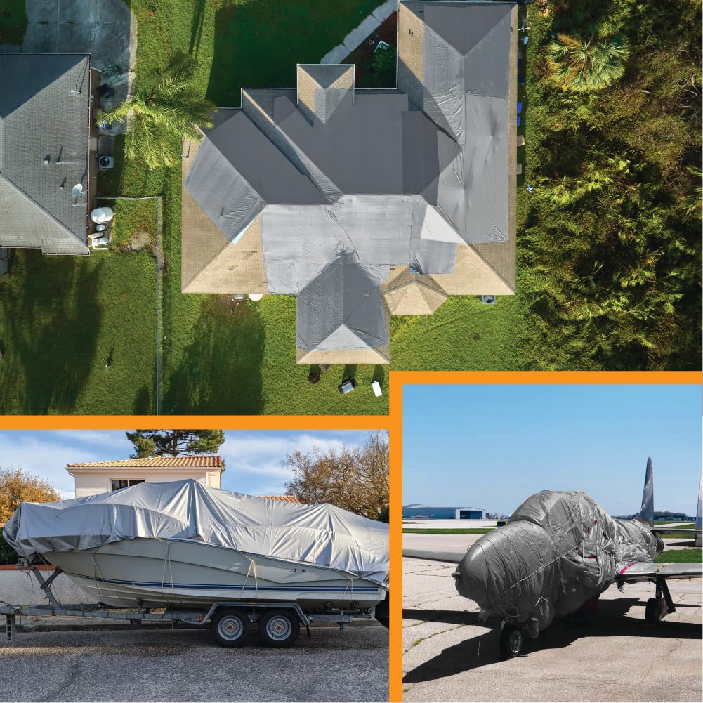 LAUCO Heavy Silver/Black Tarp - 20ft x 30ft - 10 MIL Multipurpose UV Resistant, Waterproof Protective Tarp Cover with Metal Grommets and Reinforced Edges - for Roof, Camping, Patio, Pool, Boat, Car