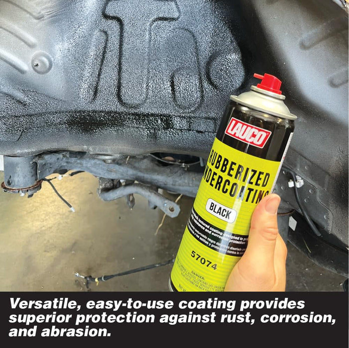 LAUCO Rubberized Undercoating Black 15oz Aerosol Spray Paint Can with Aerosol Spray Gun - Pack of 12 57074