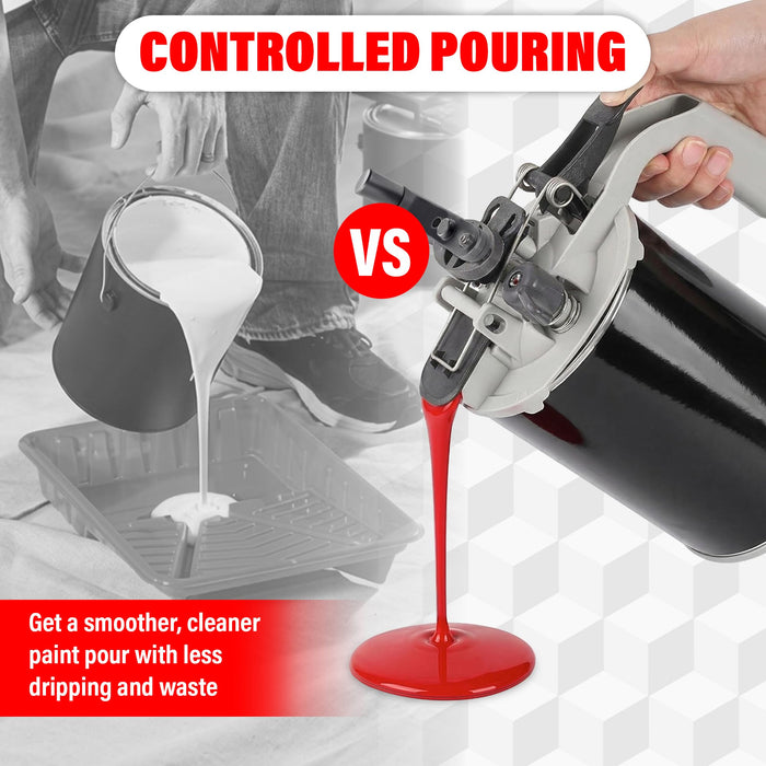 Lauco 1 Quart Paint Can Mixing Lid with Pour Spout – Universal Paint Mixer Lid with Auger Mixing Blade, Drill or Hand Stir Compatible, Leak-Proof Seal & Drip-Free Pouring Spout for Paint, Stain, Varnish 26499