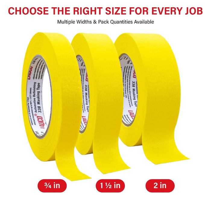Automotive Masking Tape 2in, 20 Rolls Yellow Painters Tape for Car Painting, High Temperature Resistant Refinishing Tape, Clean Removal No Residue, Professional Auto Body Shop Masking Tape Bulk 37533