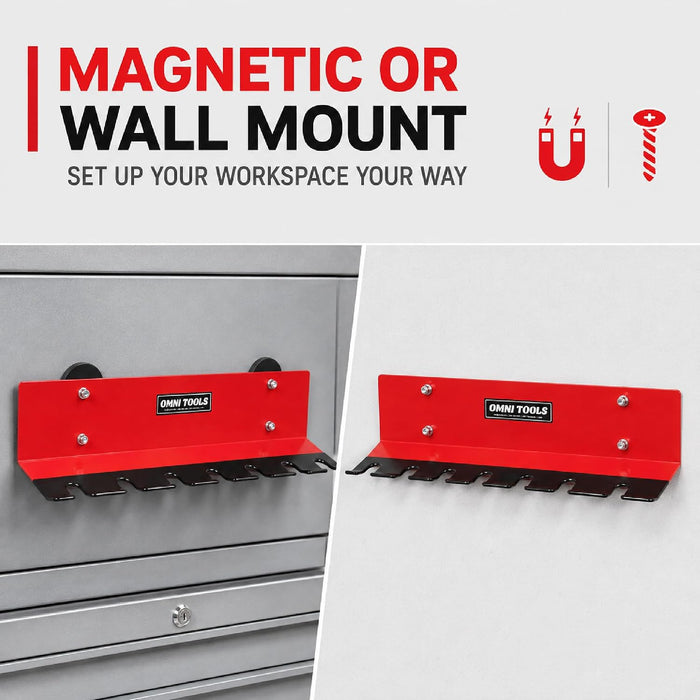 LAUCO Multiple Paint Spray Gun Holder Magnetic Or Wall Mount, Paint Gun Holder - Holds 7 Guns Without Cups or 4 Guns with Cups, Stable and Scratch-Free Design