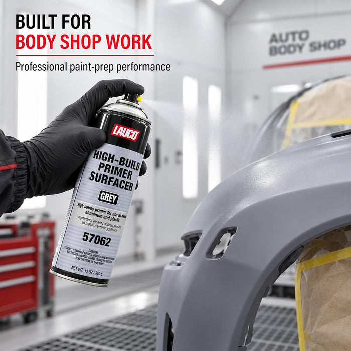 LAUCO Grey High-Build Primer Aerosol 13 oz, Heavy Fill Automotive Surfacer for Paint Prep on Metal, Aluminum, Plastic & Fiberglass 57062
