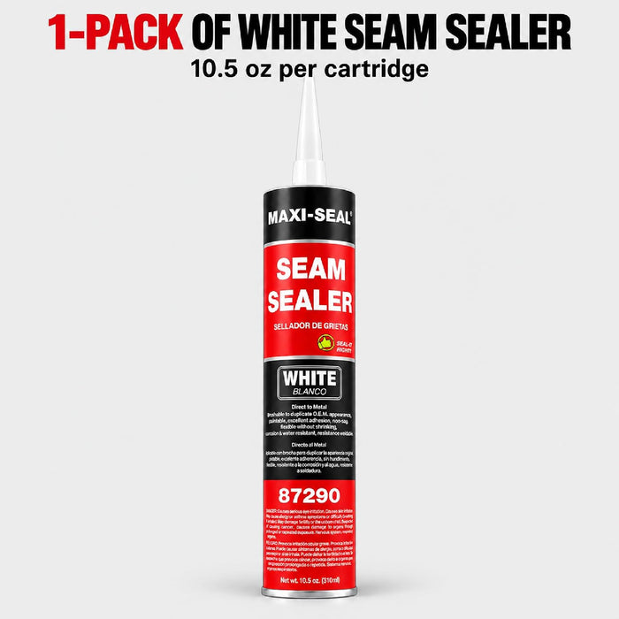 Maxi -Seal Polyurethane Seam Sealer Automotive - Gray, 10.5oz Tube - Durable & Flexible Auto Body Filler - Seam & Joint Compound for Bare or Painted Surfaces - Brushable to Duplicate O.E.M (1 Pack)