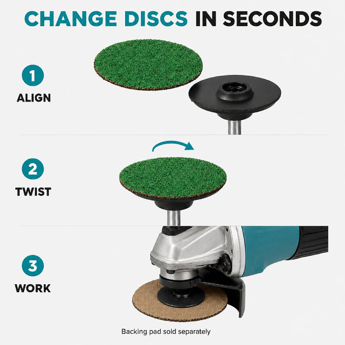 LAUCO 3" Grit 36 Quick-Change Discs 25 PCS per Box - Surface Conditioning DisC/Air Grinder Disc for Surface prep, Paint Stripping, Grinding & Finishing
