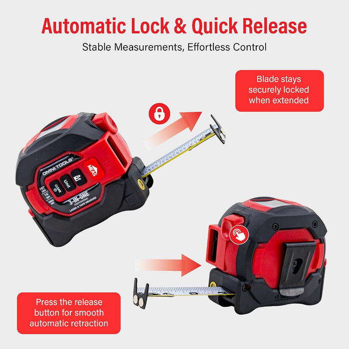 Laser Tape Measure 16 Ft, 3-in-1 Digital Laser Distance Meter with 197 Ft Range, Cross Level, Magnetic Hook, Auto-Lock Steel Tape for Construction, DIY and Home Improvement, 60831