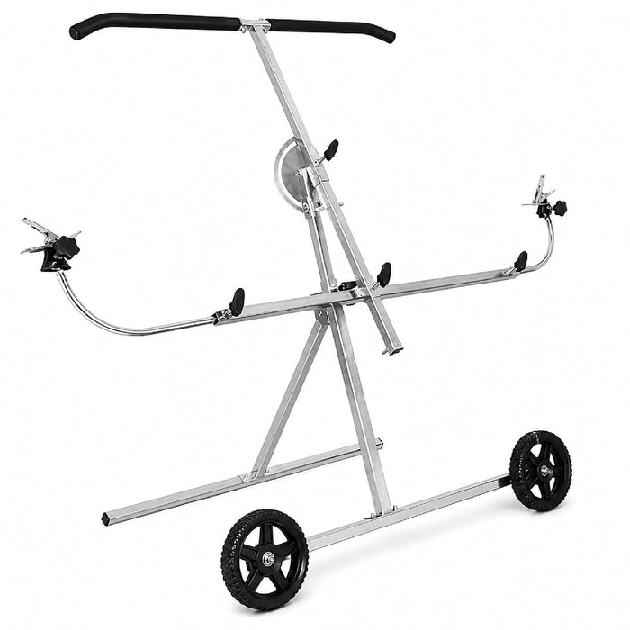 LAUCO Universal Panel and Bumper Stand – Adjustable Car Painting & Repair Stand with Rotating Frame, Foldable 2-Wheel Design, 220 lbs Load Capacity, Galvanized Steel Construction for Auto Body Work 36098
