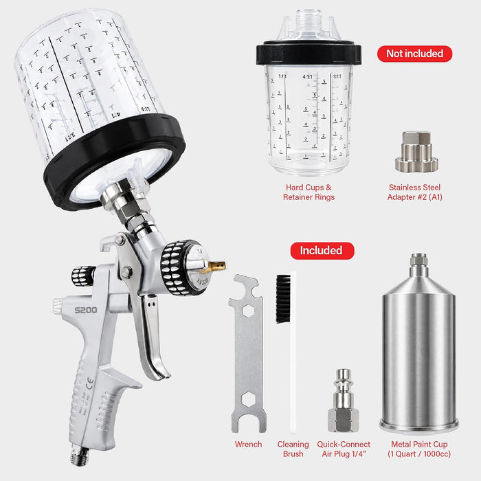 LAUCO KOTA HVLP Spray Gun Nozzle, Compact Aluminum Paint Sprayer (1.4 mm) 60822