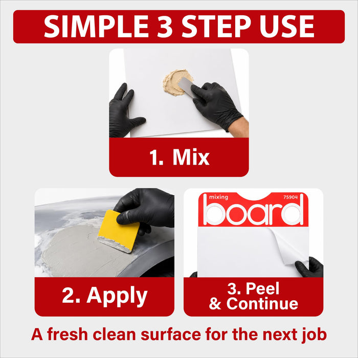 LAUCO Professional Mixing Board Kit 12" x 12", 100 Disposable Mixing Sheets with 4" Plastic Spreader, Peel-Off Mixing Pad for Body Filler, Epoxy, Resin, Putty, Fiberglass & Automotive Paint