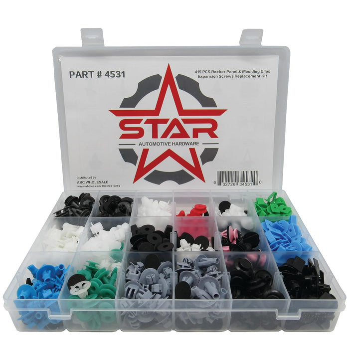 415 pcs Nylon Grommet Nuts and Screws Assortment for Automotive Body Bumper Fender Liner Grille Headlamp License Plate Door Panel Trim Nuts 4531