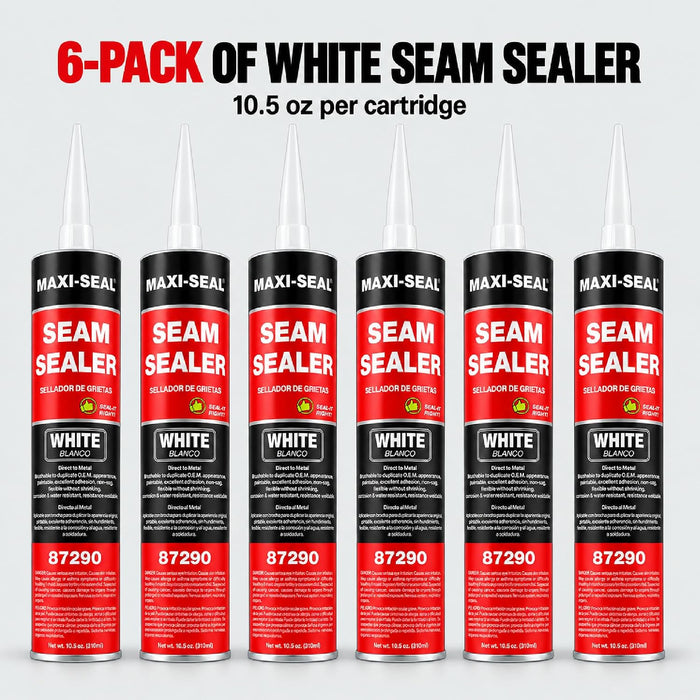 Maxi-Seal Gray Polyurethane Seam Sealer (6-Pack, 10.5oz Tube) | Durable & Flexible Auto Body Joint Compound | Brushable Automotive Filler to Duplicate OEM Finish (87292)