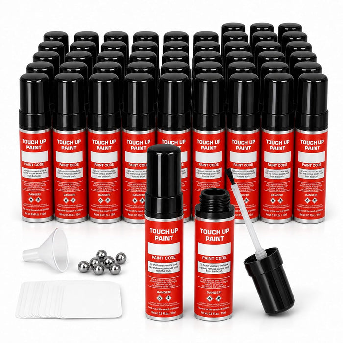 15ml Fillable Aluminum Touch Up Paint Bottles with Brush 50 Pack Refillable with Funnel, Mixing Balls & Labels Durable, Leakproof Scratch Repair for Auto & DIY Kits