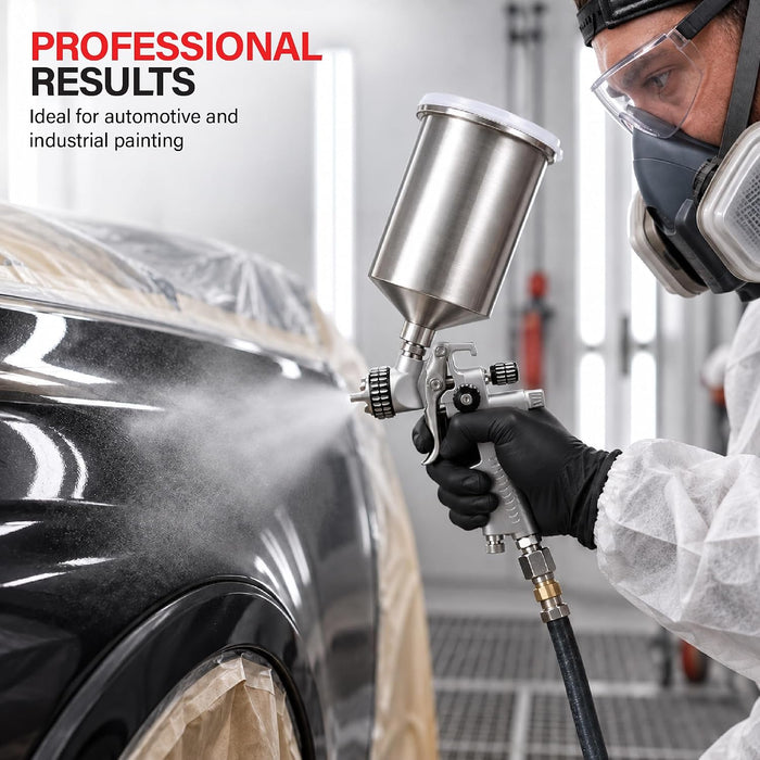 Aluminum Spray Gun Cup (1 Quart / 1000cc) | Heavy-Duty Gravity Feed Paint Pot with Snug Press-Fit Lid | Universal Fit for HVLP, LVLP, and Standard Spray Guns 9551
