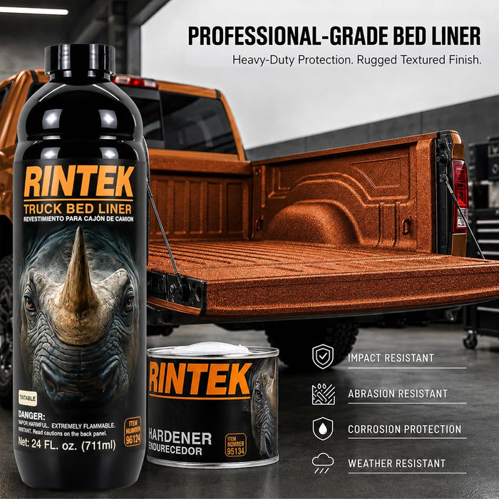 LAUCO Rintek Urethane Spray 1 Gallon Tintable Bedliner Coating, Heavy-Duty Polyurethane Protective Truck Bed Liner Paint, Waterproof Anti-Slip Impact-Resistant Automotive Coating, With Spray Gun 95122