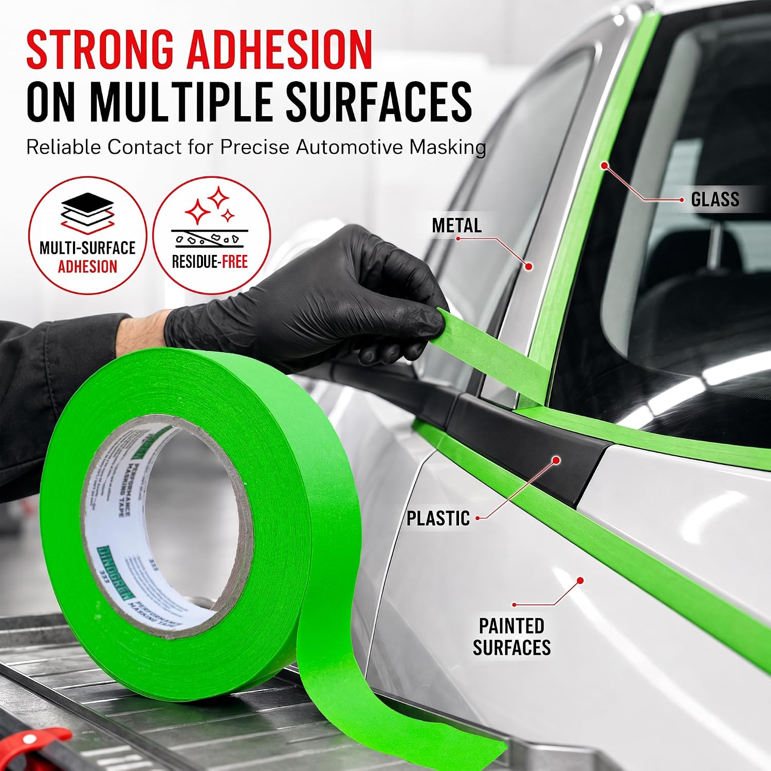 LAUCO DINOGREN Masking Green Tape 1 Inch x 60 Yards, 36 Rolls, Green High Performance Painters Tape, Heat and Water Resistant Tape for Car Painting, Auto Body Refinishing and Spray Booths 6068
