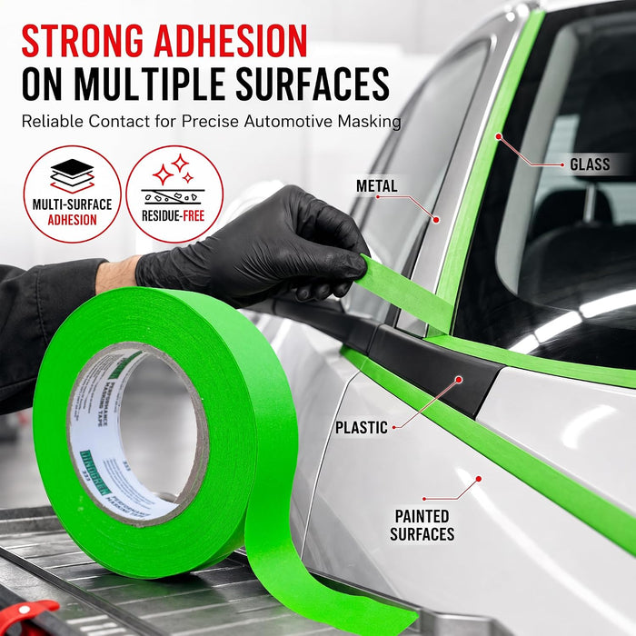 LAUCO DINOGREN Masking Green Tape 2 Inch x 60 Yards, 5 Rolls, Green High Performance Painters Tape, Heat and Water Resistant Tape for Car Painting and Auto Body Refinishing 7767