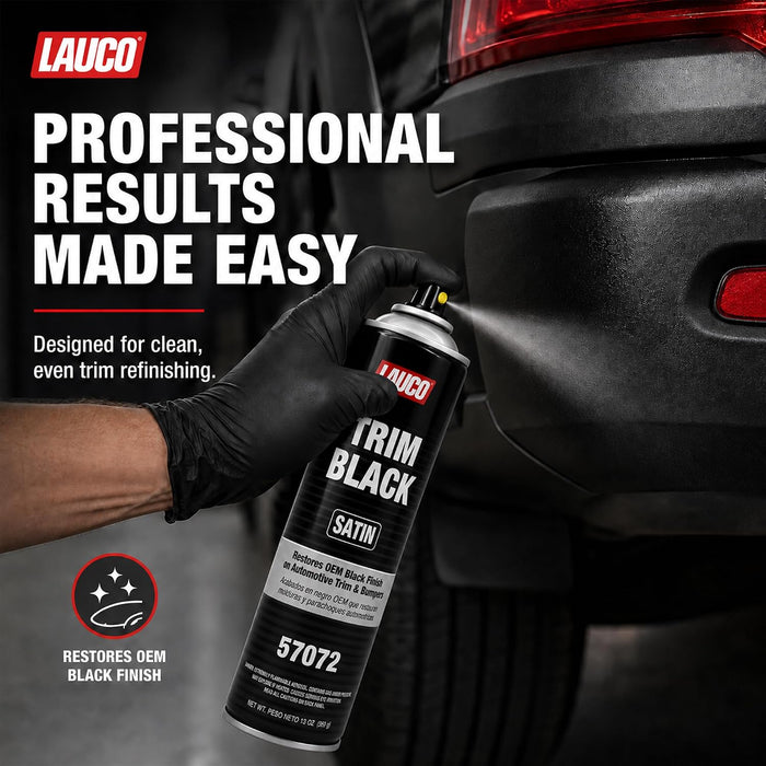 LAUCO Trim Black Satin 13 oz. Automotive Spray Paint Can with Gun Pack of 2, Black Car Spray Paint with Satin Finish, Designed for Plastic, Aluminum, Steel and Stainless Steel 57072