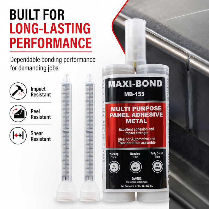 Maxi-Bond Multi-Purpose Panel Adhesive MB-155 – Two-Part Epoxy Adhesive, Non-Sagging, High Strength Bond for Metal, Aluminum & Fiberglass – 200 mL (6.75 fl oz)