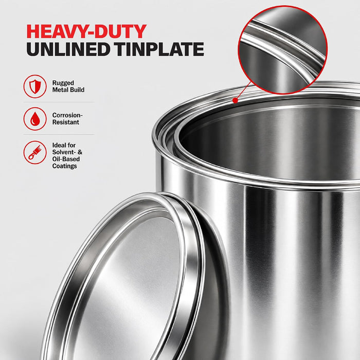 Lauco 3-Pack Metal Paint Cans with Lids, 1 Gallon + 1 Quart + 1 Pint Unlined Storage Containers – Durable Tinplate Buckets for Paint, Solvents, Craft Supplies & DIY Projects 75894