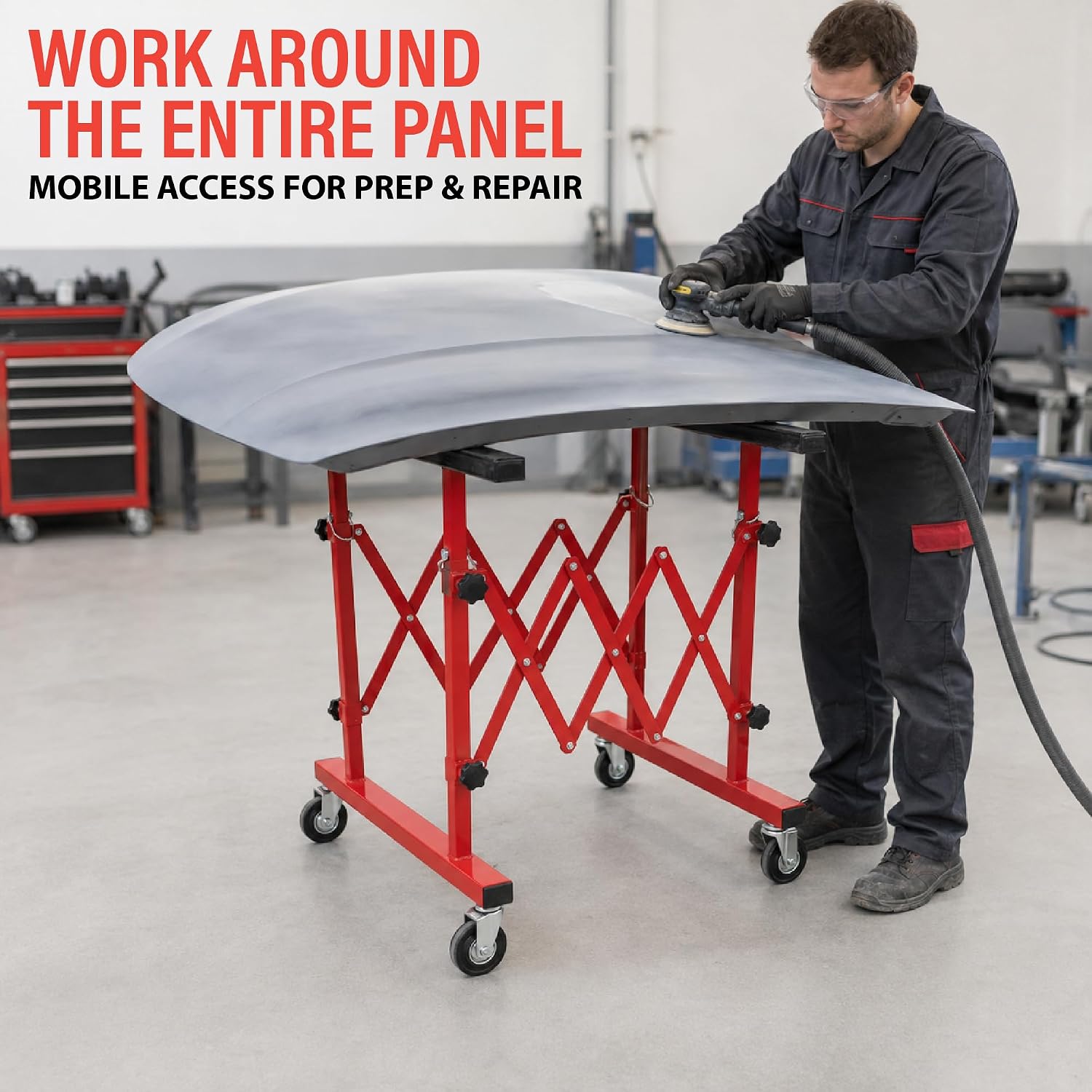 LAUCO Mobile Telescopic Universal Paint Stand - Adjustable Body Extending Mechanical Panel Stand, Automotive Extending Panel Stand, Automotive Body Paint Stand [26497]