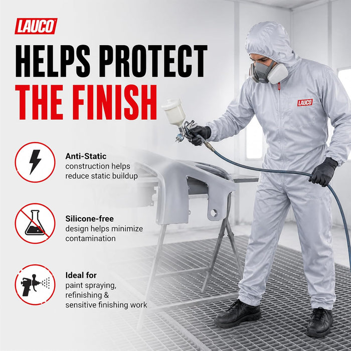 Reusable Paint Suit Spray Coverall with Hood, Medium, Anti-Static Silicone-Free Protective Suit, 98% Polyester 2% Carbon Fiber