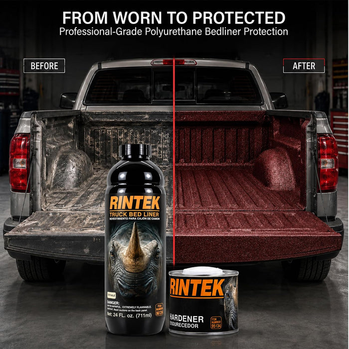 LAUCO Rintek Urethane Spray 1 Gallon Tintable Bedliner Coating, Heavy-Duty Polyurethane Protective Truck Bed Liner Paint, Waterproof Anti-Slip Impact-Resistant Automotive Coating, With Spray Gun 95122