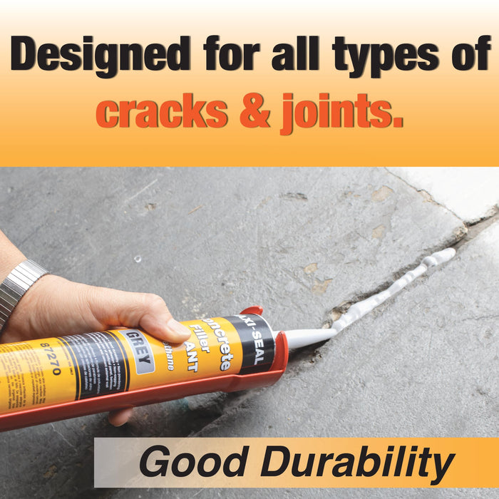 Maxi-Seal Concrete Filler Sealant, Concrete Crack Repair, Polyurethane Concrete and Masonry Sealant for Vertical and Horizontal Surface, Non-Sag,Gray,10.5 oz (12) 87270