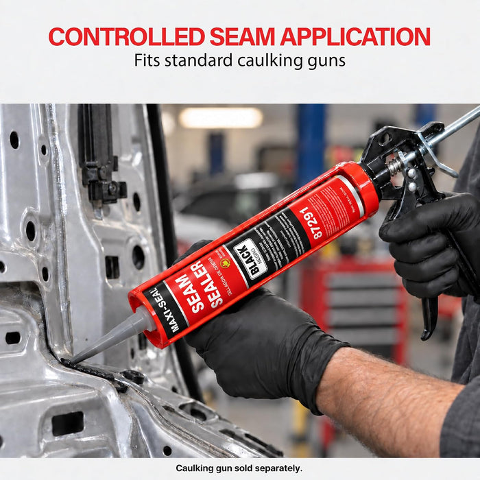 LAUCO Maxi -Seal Polyurethane Seam Sealer Automotive - Black, 10.5oz Tube Durable & Flexible Body Filler - Seam & Joint Compound for Bare/Painted Surfaces - Brushable to Duplicate O.E.M (1 Pack) 87291