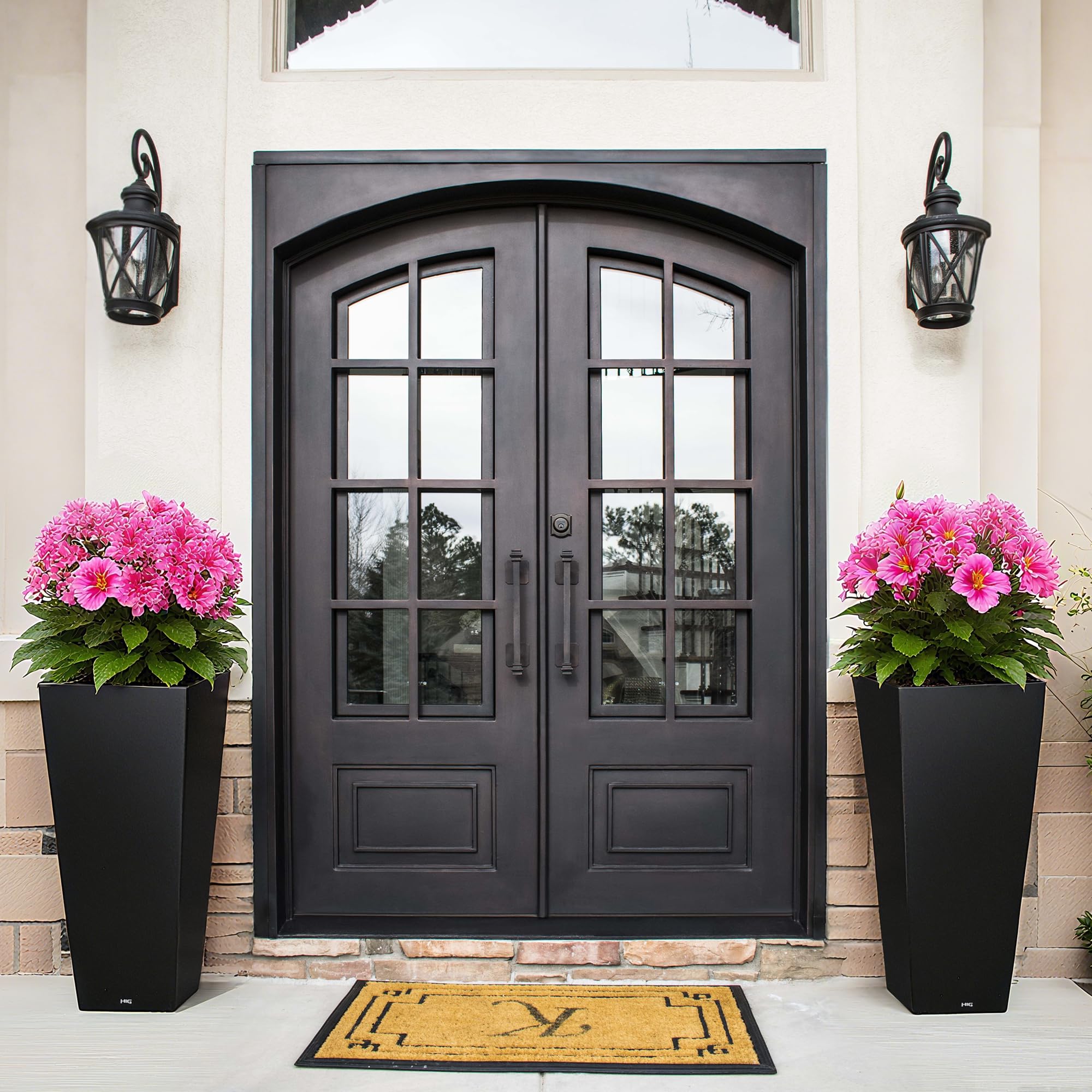 Tall Black Planter 30 Inch Modern Tapered Square Flower Pot for Indoor & Outdoor Use, Durable Plastic, Weatherproof & UV Resistant with Drainage Hole, Large Decorative Plant Container 87295