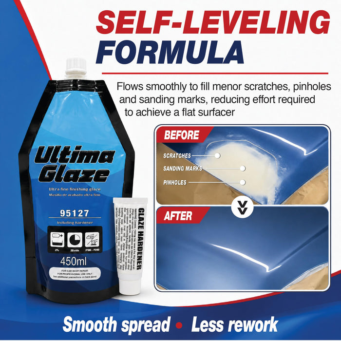 LAUCO Ultima Glaze, Ultra Fine, Self-Leveling Polyester Finishing Glaze with Hardener for Auto Body Repair 95127