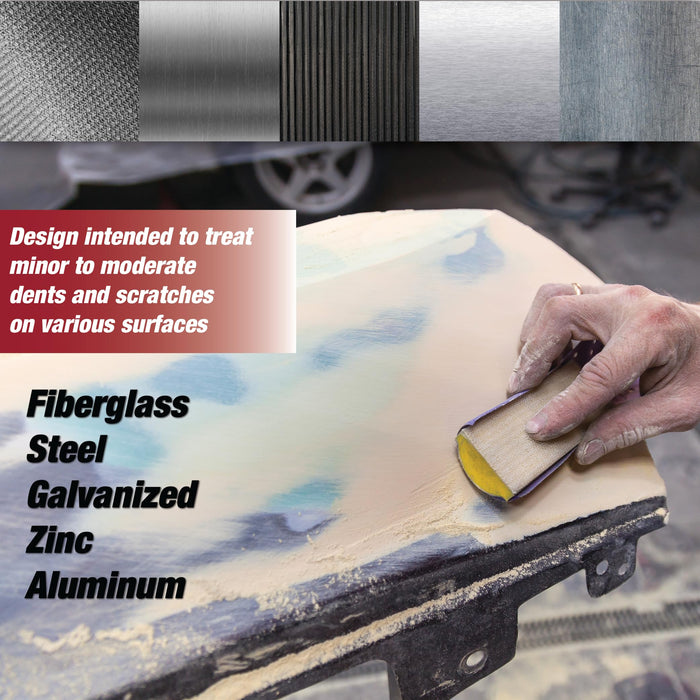 LAUCO Super Fill Premium Lightweight Body Filler - Pack of 2 - Ideal for Small-Medium Dents & Scratches, Adheres to Fiberglass, Steel, Galvanized, Zinc & Aluminum, 2 Quart + 2 Hardener