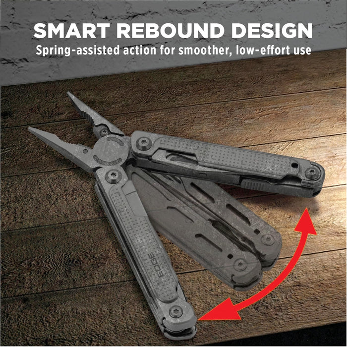 EDGE Multi-Tool Pliers, 18-in-1 Stainless Steel Multitool with Knife, Saw, Scissors, Wire Cutter & Screwdriver Bits, Compact Folding Pocket Tool for Camping, Survival, Fishing & Car Emergency (Black)