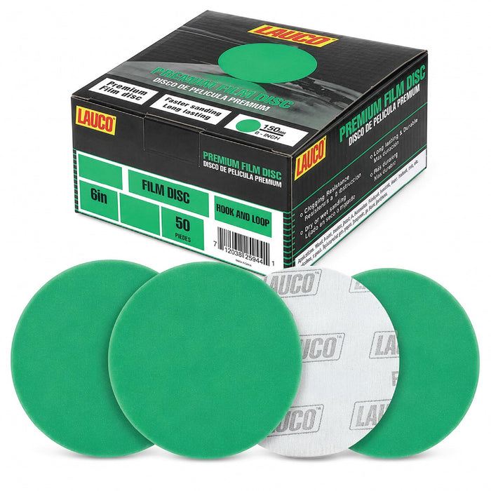 Premium 6" Hook and Loop Sanding Discs (Box of 50) - Hook and Loop Backing Discs for DA Orbital Sanders - Automotive Sanding Wood Furniture Finishing (GRIT-2000)