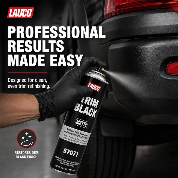 LAUCO Trim Black Matte 13 oz, 2 Pack. Automotive Aerosol Spray Paint Can, Black Spray Paint with Matte Finish - Designed for Plastic, Aluminum, Steel and Stainless Steel