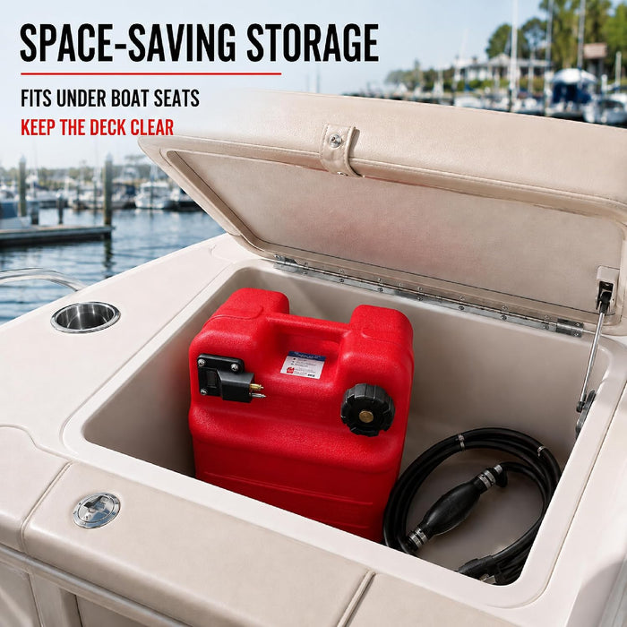 Marine Fuel Tank 6.34 Gallon, Portable Boat Gas Tank with 9.8 FT Fuel Line, Primer Bulb, Marine Connector, Fuel Level Gauge and Vented Cap for Outboard Motors
