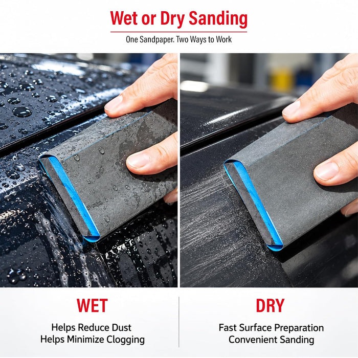 Aqua Maxx Wet Dry Sandpaper Sheets 800 Grit, 50 Pack Waterproof Silicon Carbide Abrasive Paper, 9 x 5.5 Inch Fine Sanding Sheets for Automotive Paint Preparation, Detailing, Woodworking, Metal 25932