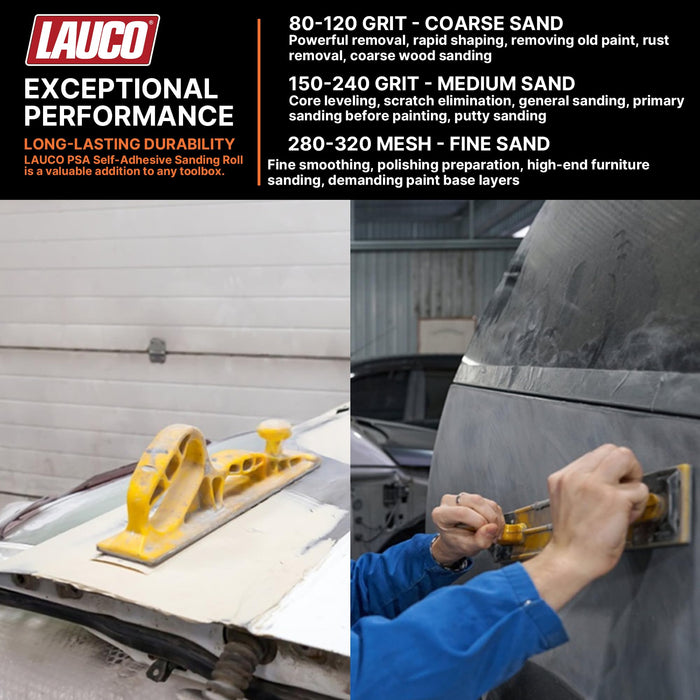 LAUCO Premium 180 Grit Ceramic Grain Hook & Loop Sanding Roll Each 2.75" x 25 Yard - Hook & Loop Continuous Longboard Sandpaper for Automotive and Woodworking