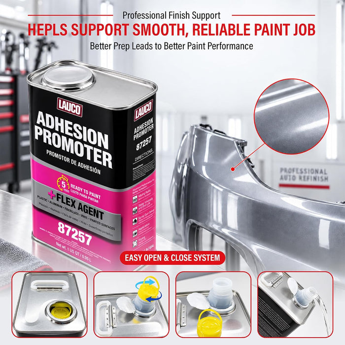 LAUCO Adhesion Promoter Quart, Automotive Surface Adhesion Enhancer with Flex Agent for Plastic, Metal, Fiberglass, and Vinyl, Fast Dry, Ready to Paint in 5 Minutes 87257