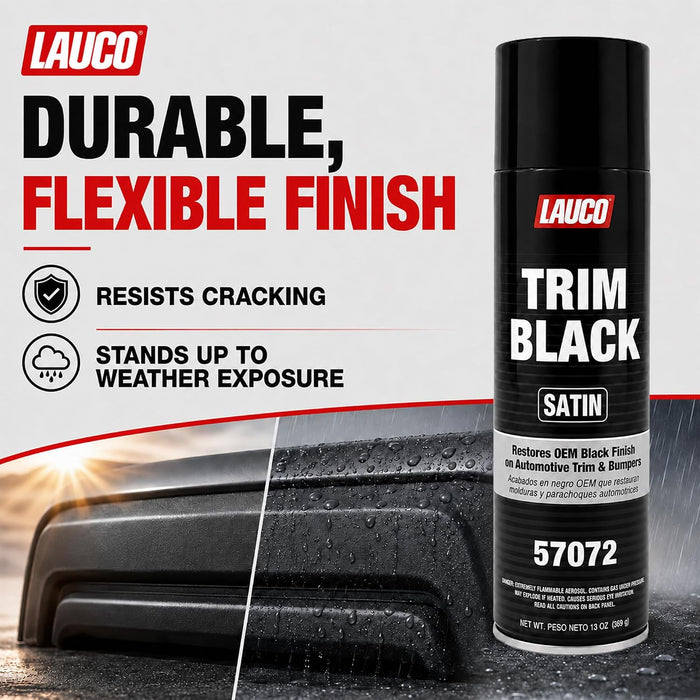 LAUCO Trim Black Satin 13 oz. Automotive Spray Paint Can with Gun Pack of 2, Black Car Spray Paint with Satin Finish, Designed for Plastic, Aluminum, Steel and Stainless Steel 57072