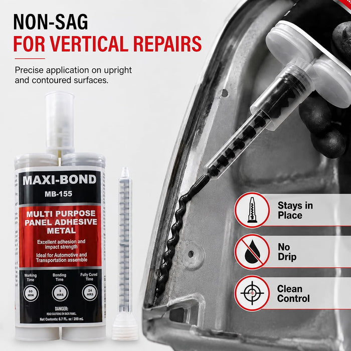 Maxi-Bond Multi-Purpose Panel Adhesive - Two Part Epoxy, Non-Sagging, High Strength Bond for Metal, Fiberglass, Molding Compound Panels (MB-155) (4)