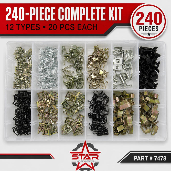 Panel Trim Fastener Kit 240-Piece – Star Dashboard, Door, Console, DVD/CD Panel Clip Replacement Set for Automotive Trim Repair