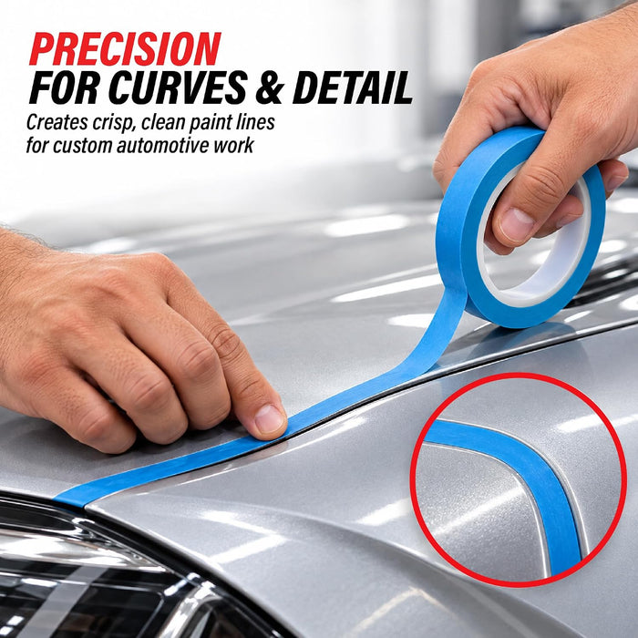 LAUCO Fine Line Automotive Pinstriping Masking Tape – 1/8 Inch Wide, Ultra-Flexible Tape for Curves & Detail (2 Pack, 36 Yard Roll) 74630