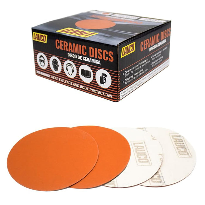 Premium 6" Hook and Loop Sanding Ceramic Discs (Box of 50) - Hook and Loop Backing Discs for DA Orbital Sanders - Automotive Sanding Wood Furniture Finishing (GRIT-80) 25958