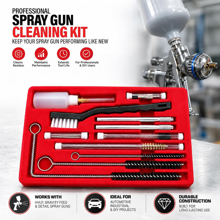 Professional Air Spray Paint Gun 22-Piece Cleaning and Maintenance Kit | Includes Brushes, Needles, Lube Bottle & Organized Storage Case | for HVLP, Gravity Feed, and Detail Spray Guns 8796