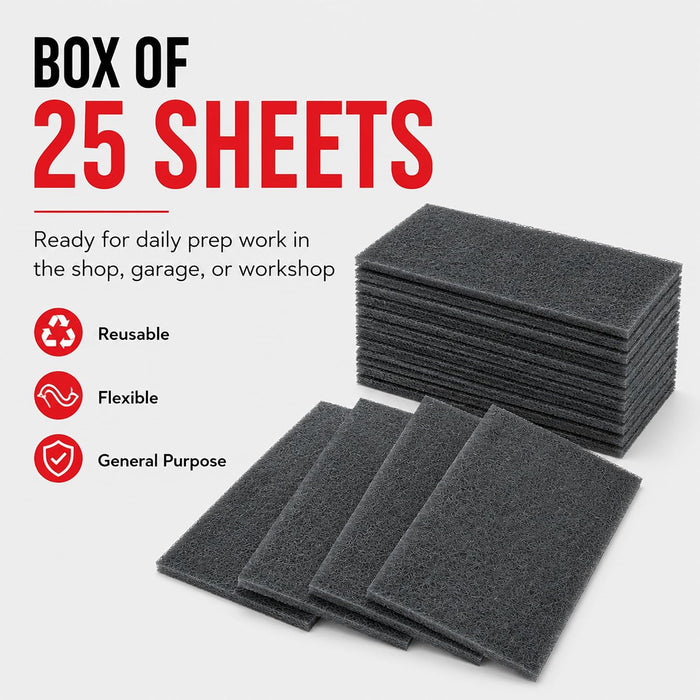 LAUCO 4.5" x 9" Gray (Ultra Fine) General Purpose Scuff Pads, Box of 25 Sheets - Scuffing, Scouring, Sanding, Paint Primer Prep Adhesion Scratch - Surface Preparation Automotive Auto Body