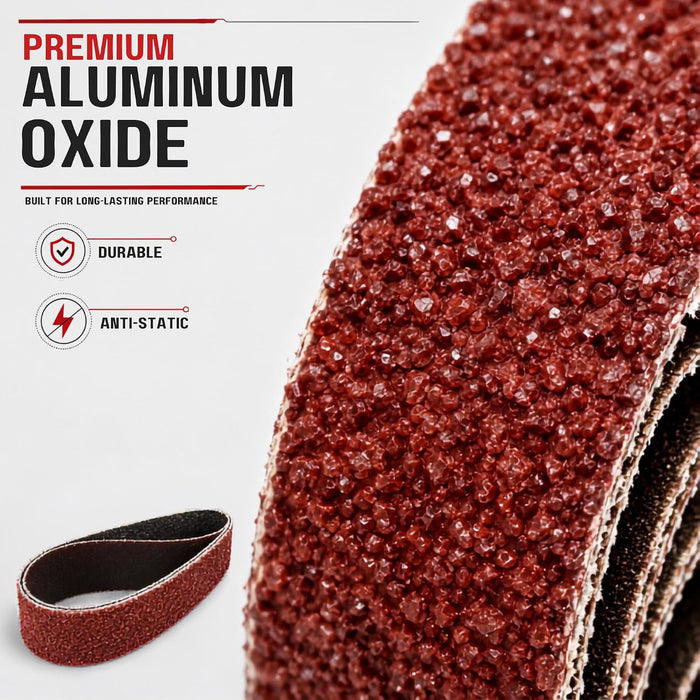 LAUCO SUPER MAXX 13"L x 0.75"W File Belt Bands Abrasives, 60 GRIT, Pack of 10 Sanding Belts, Compatible with SUPER MAXX Expander Wheel, File Belts for Grinding, Polishing & Finishing 1889