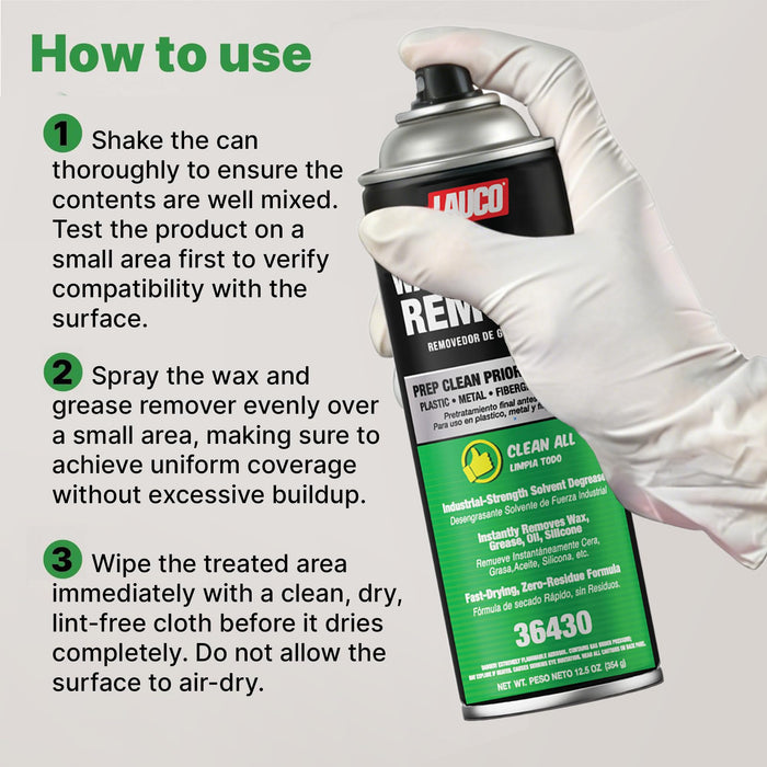 LAUCO Wax & Grease Remover Spray 13 oz, Pack of 6, Automotive Paint Prep Cleaner for Surface Preparation Before Primer, Paint & Clear Coat, Fast-Drying Formula, 36430