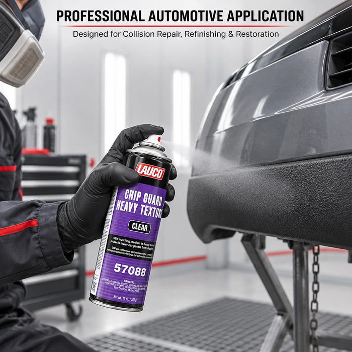 Heavy Texture Chip Guard 14 oz Clear Aerosol Spray Can with Aerosol Spray Gun - Pack of 6 - Durable, Acrylic Coating Protects Lower Panels From Impact, Chipping & Abrasion, Matches Medium to Coarse OEM Textures - Clear 57088