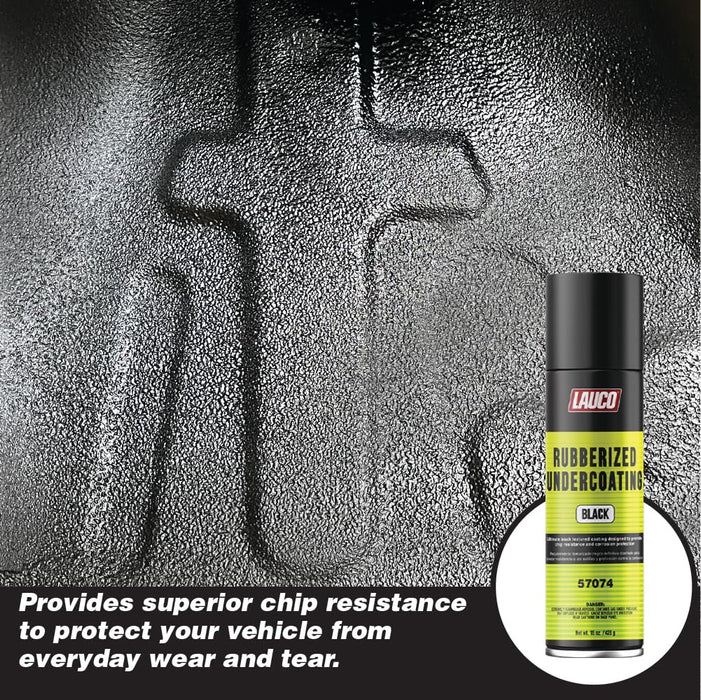 LAUCO Rubberized Undercoating Black 15oz Aerosol Spray Paint Can with Aerosol Spray Gun - Pack of 12 57074